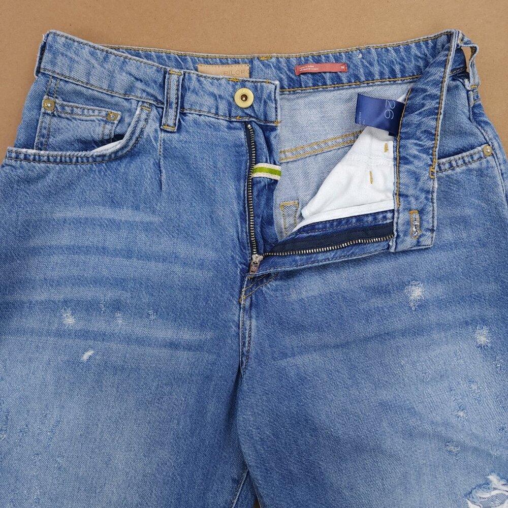 Anthropologie Pilcro 26 Med Wash Distressed High Rise The Breaker Relaxed Jeans - Picture 4 of 11